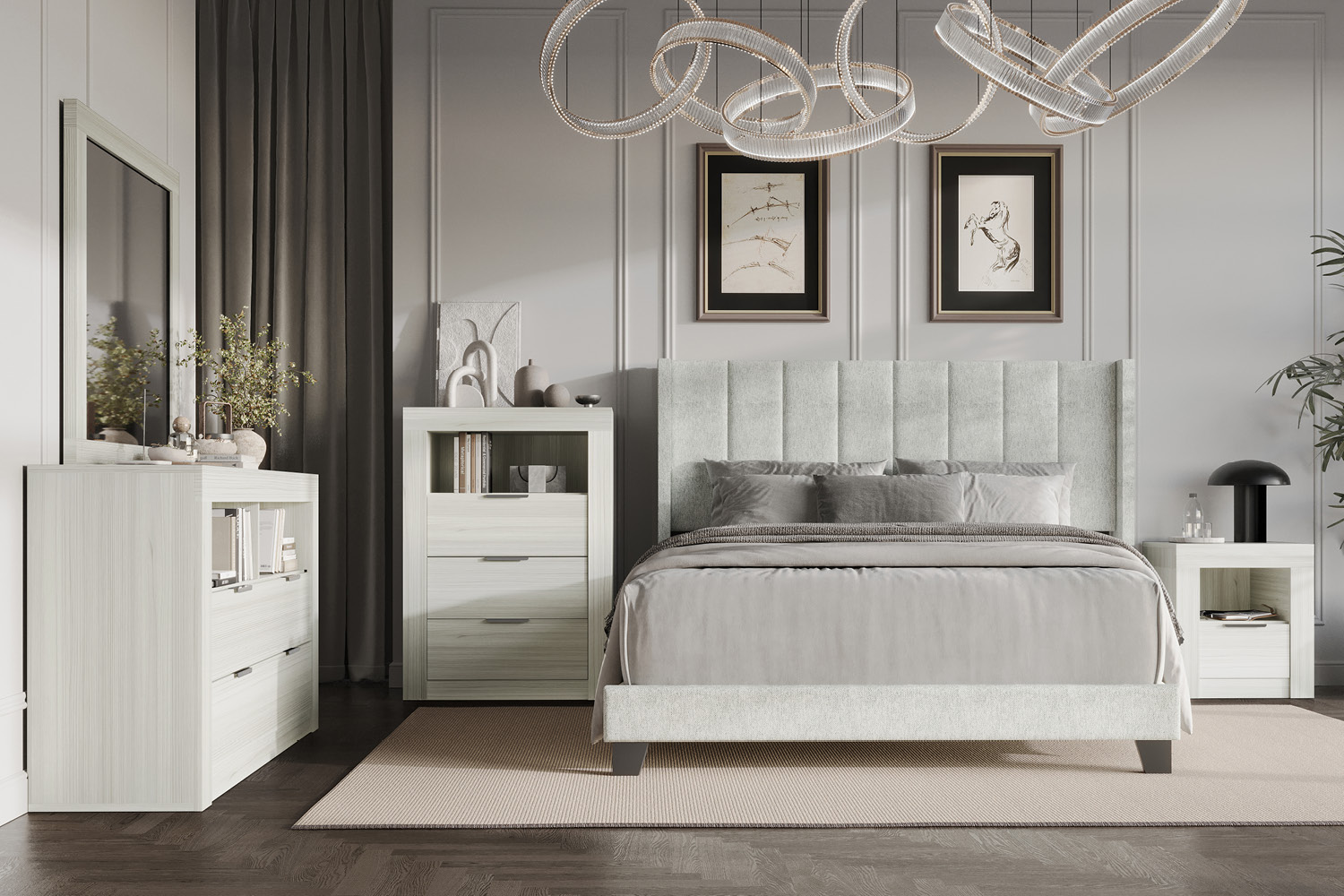Aaron Bedroom White #0369W (QB-NS-CH-DR-MR)