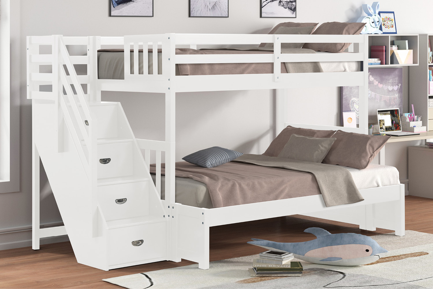 Willy Bunk bed #B917W (Stair Bunk with T/F Conversion)