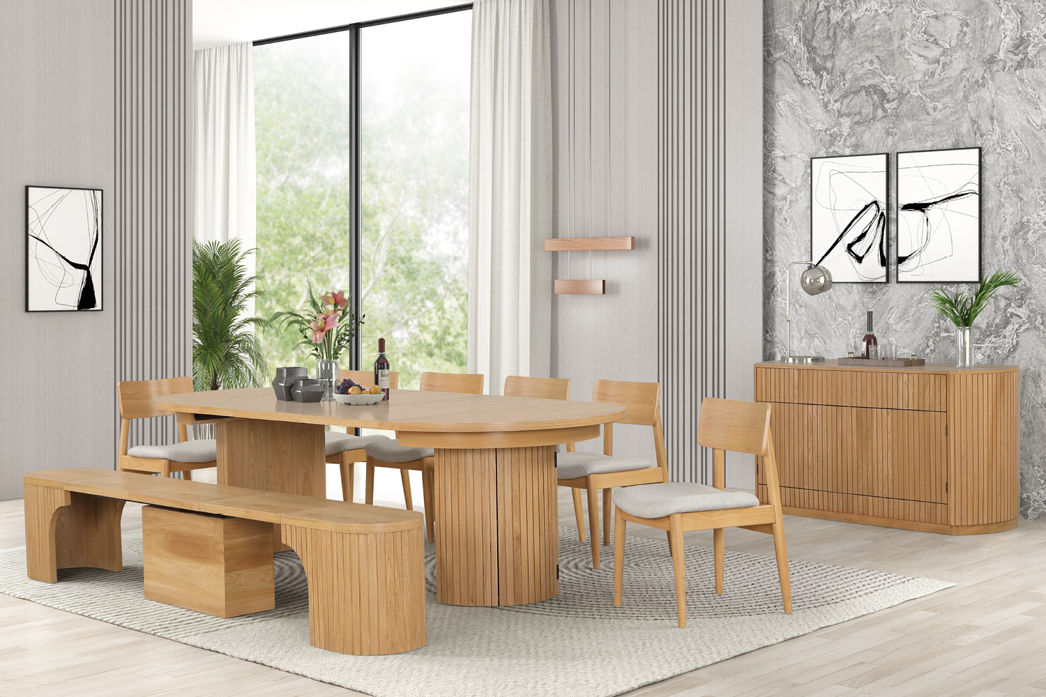 Leafy Dining #8609D (Extension Table + Extension Bench) - Image 2