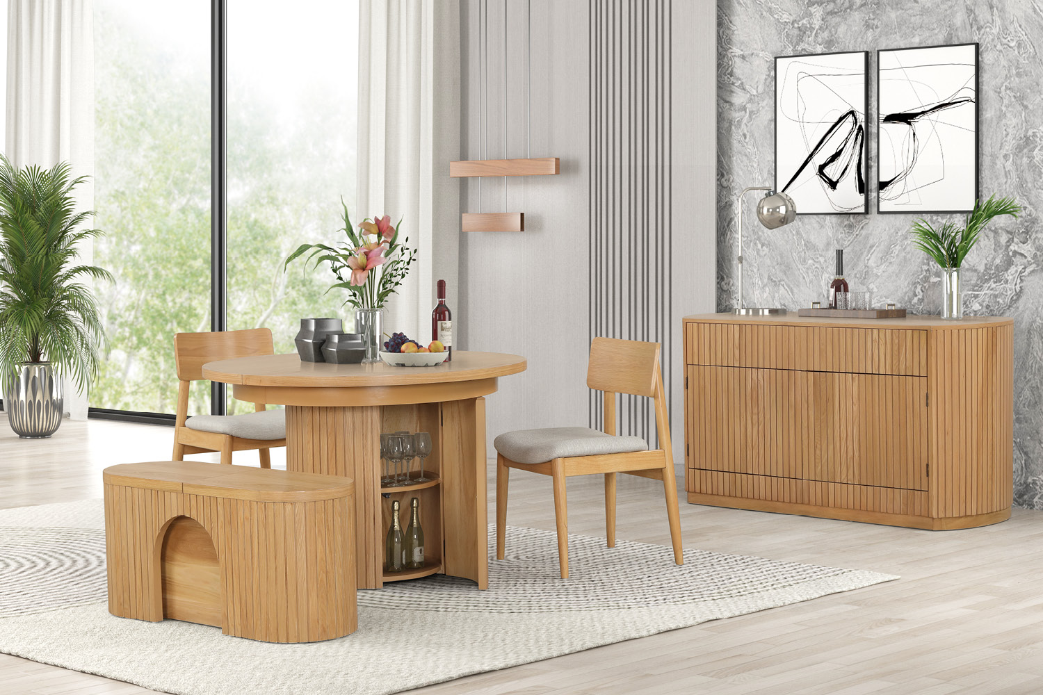 Leafy Dining #8609D (Extension Table + Extension Bench) - Image 3