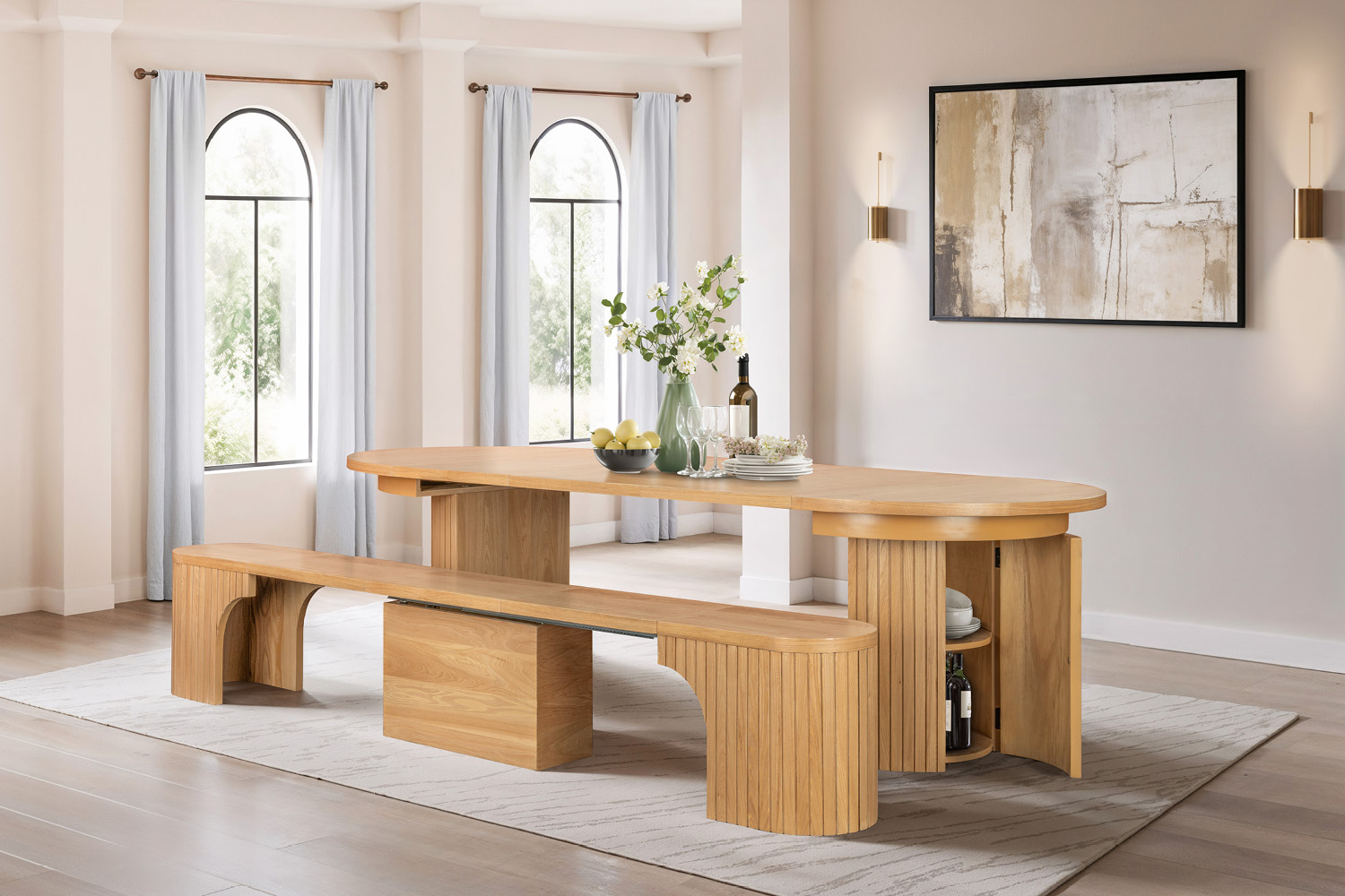 Leafy Dining #8609D (Extension Table + Extension Bench)