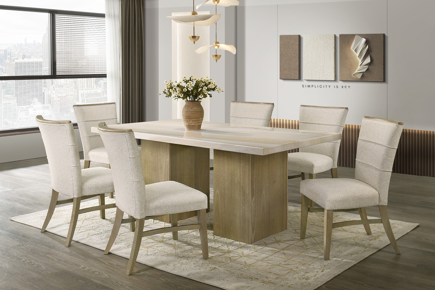 Vicky Dining #0524D (Table + 6 Chairs)