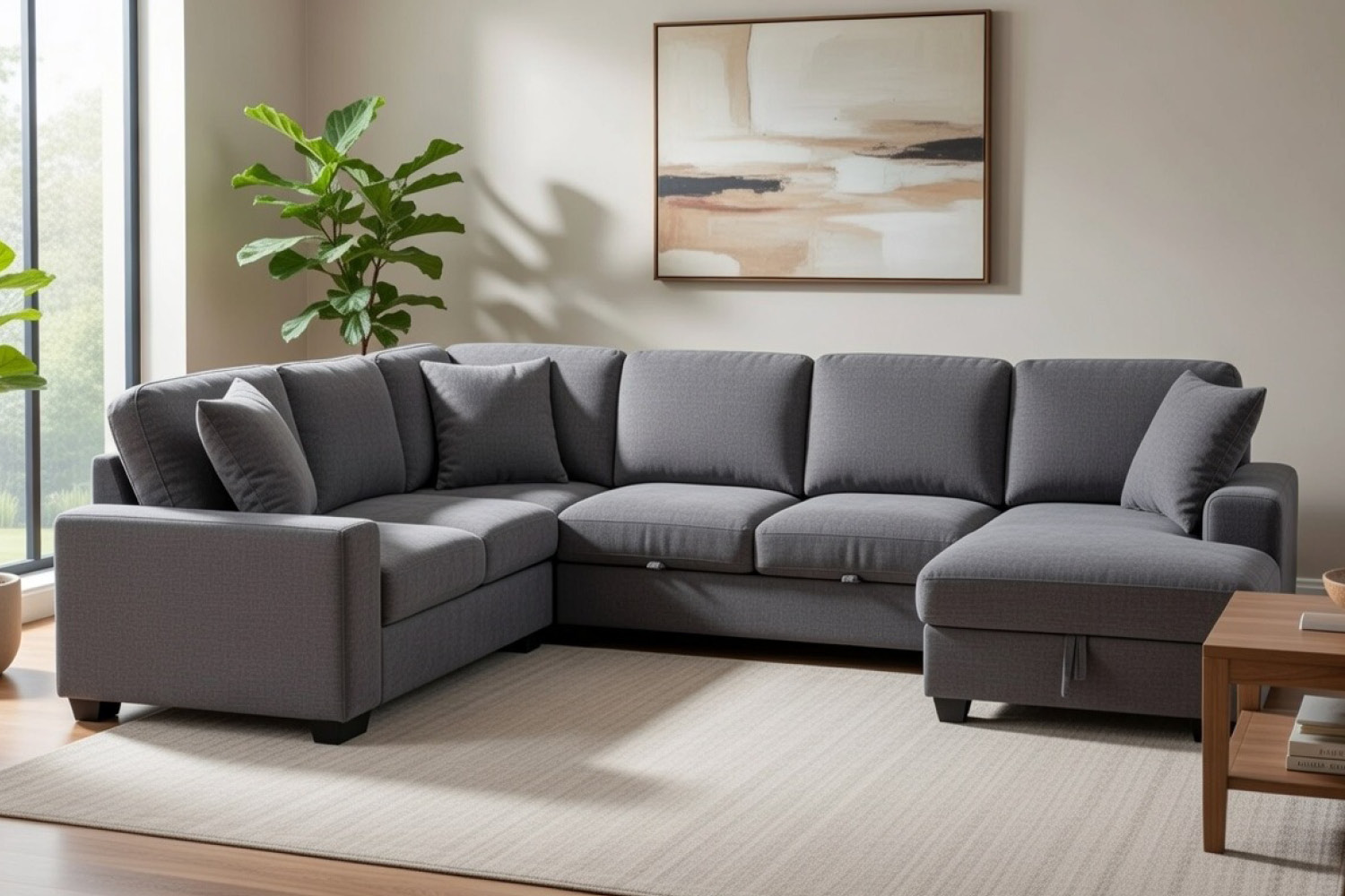 Dylan #U2548H (4-Pc Functional Sectional with Pop-Up Sleeper and Storage Chaise) - Image 2