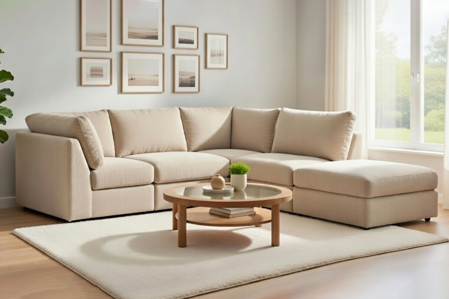 Ariel #U7445S (5 Piece Modular *2 Armless, 2 Corners & Ottoman)